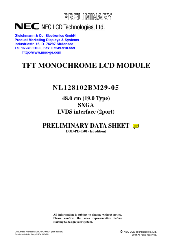 <?=NL128102BM29-05?> डेटा पत्रक पीडीएफ