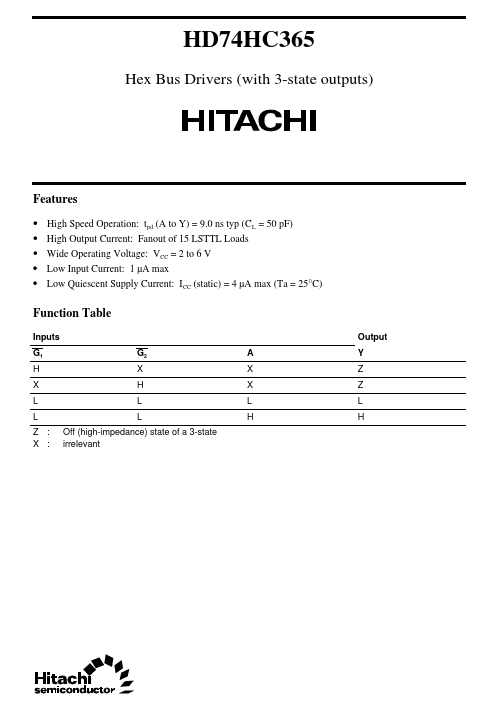 HD74HC365 Hitachi Semiconductor