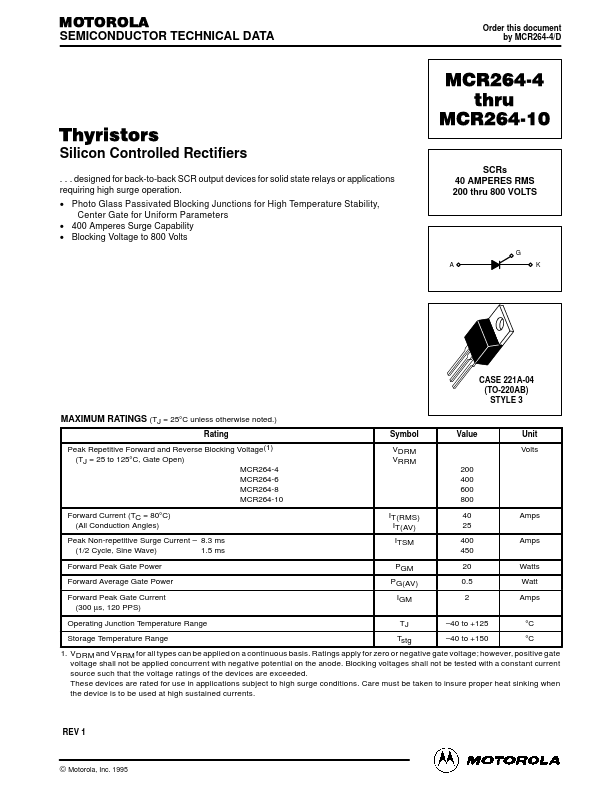 MCR264-6 Motorola