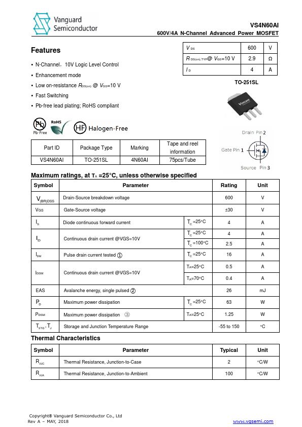 <?=VS4N60AI?> डेटा पत्रक पीडीएफ