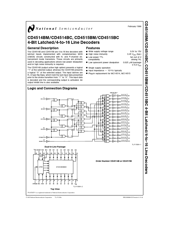 CD4514BM National Semiconductor