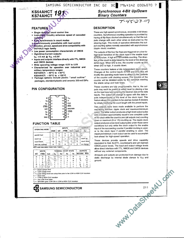 KS74AHCT191 Samsung Electronics