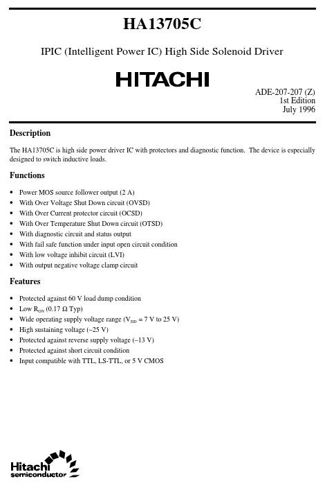 HA13705C Hitachi Semiconductor