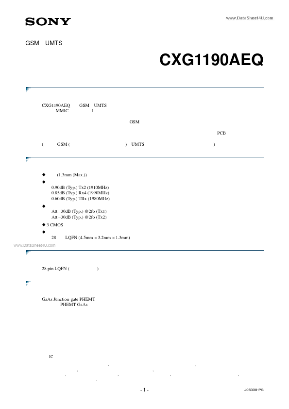 <?=CXG1190AEQ?> डेटा पत्रक पीडीएफ