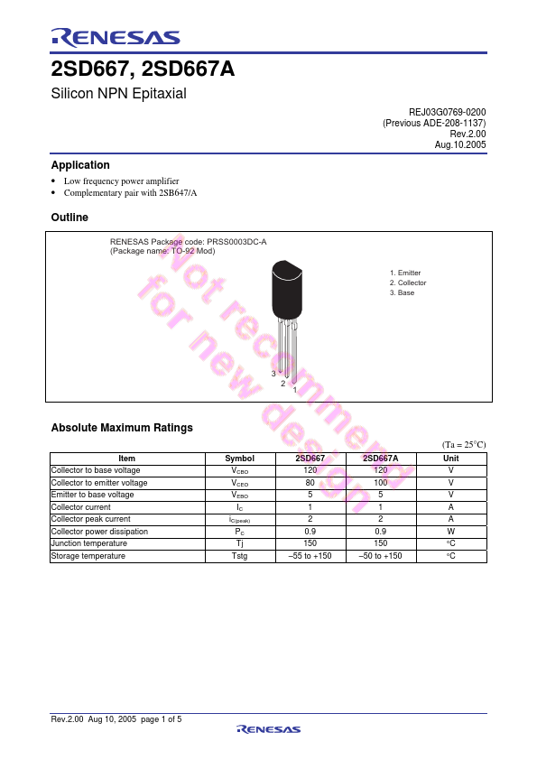 2SD667A Renesas