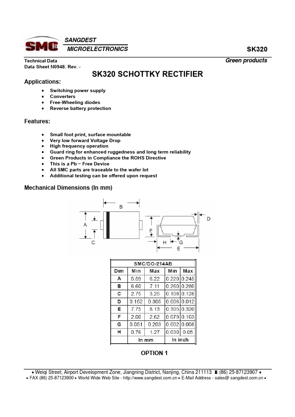 SK320 SANGDEST MICROELECTRONICS