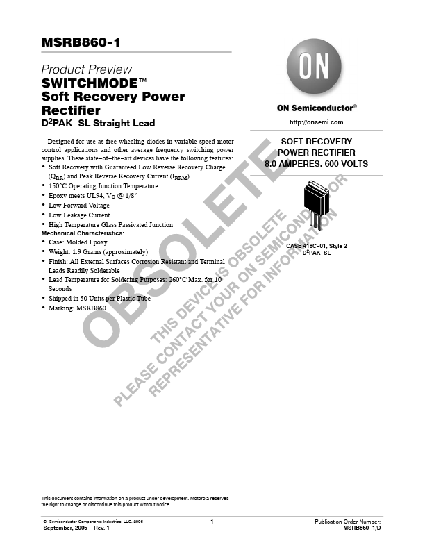 MSRB860-1 ON Semiconductor