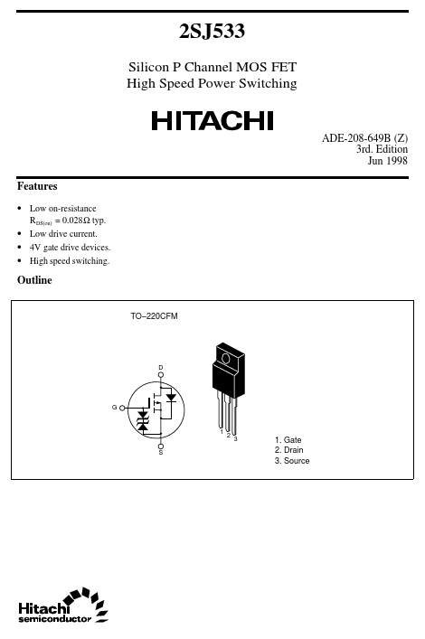 2SJ533 Hitachi Semiconductor
