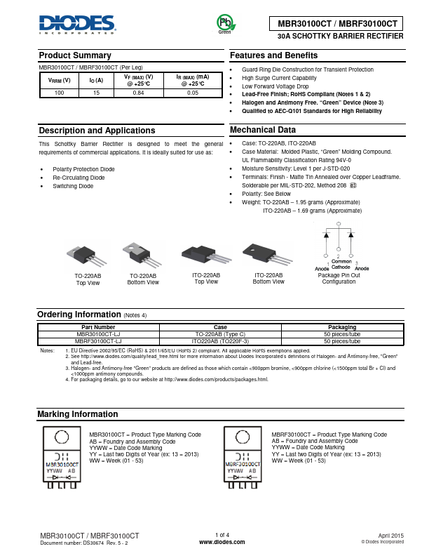 MBRF30100CT Diodes