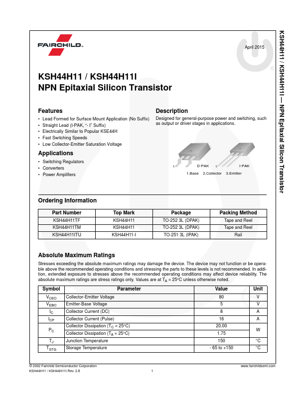 KSH44H11I Fairchild Semiconductor