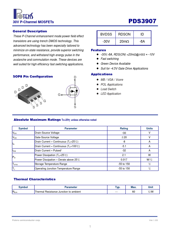 PDS3907 Potens semiconductor