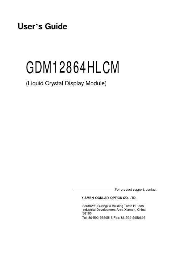 GDM12864HLCM XIAMEN OCULAR