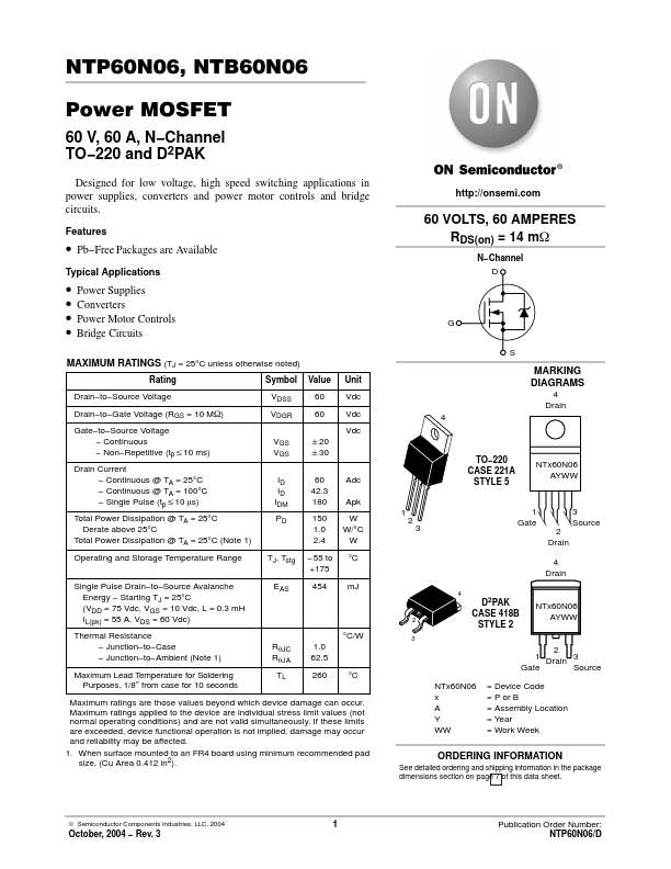 NTP60N06 ON Semiconductor