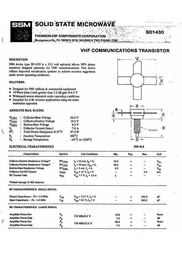 SD1430 ST Microelectronics