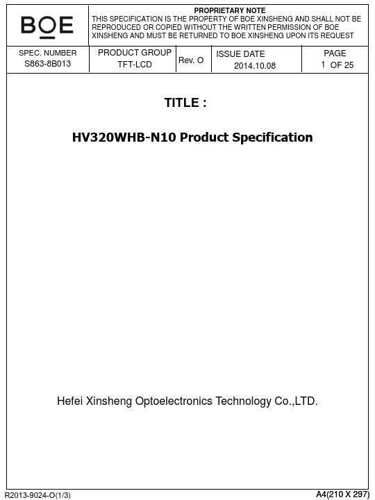 <?=HV320WHB-N10?> डेटा पत्रक पीडीएफ