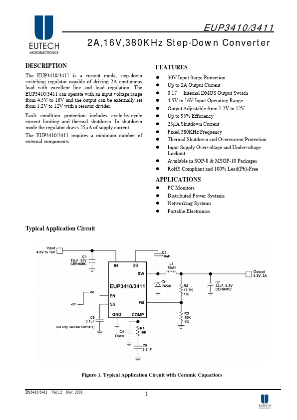 EUP3411 Eutech Microelectronics