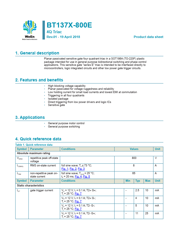 <?=BT137X-800E?> डेटा पत्रक पीडीएफ