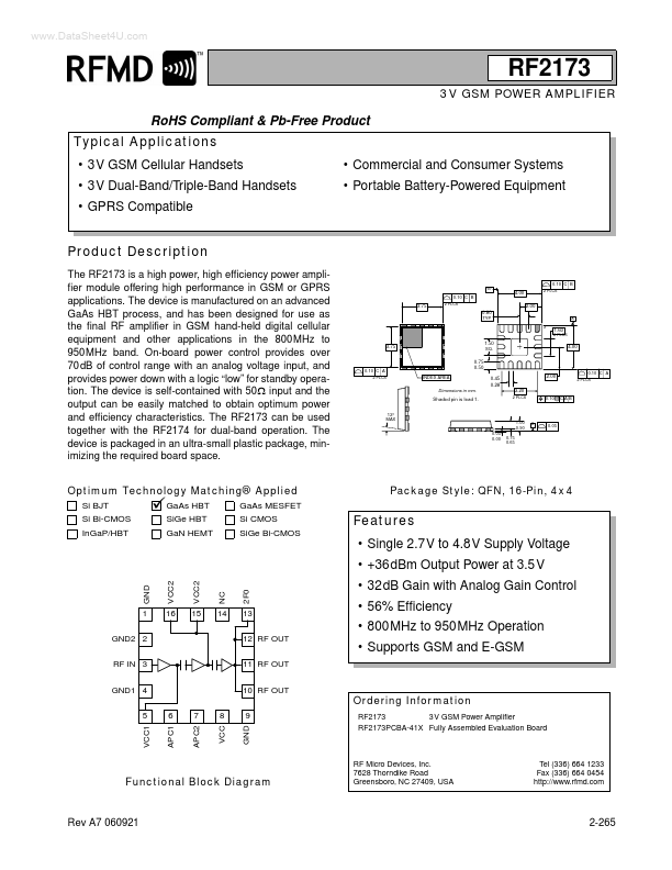 RF2173 RF Micro Devices