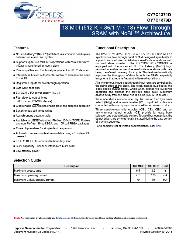 CY7C1373D Cypress Semiconductor