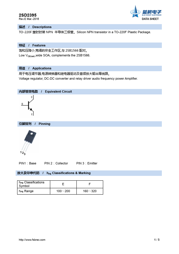 2SD2395 BLUE ROCKET ELECTRONICS