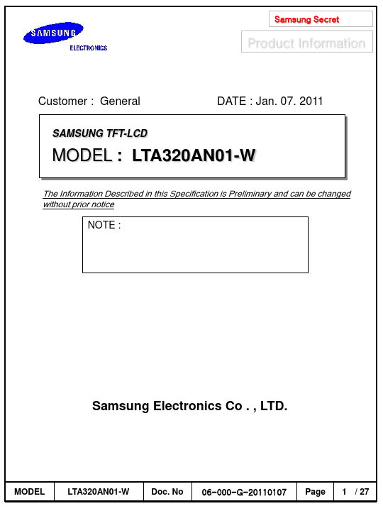 LTA320AN01-W Samsung