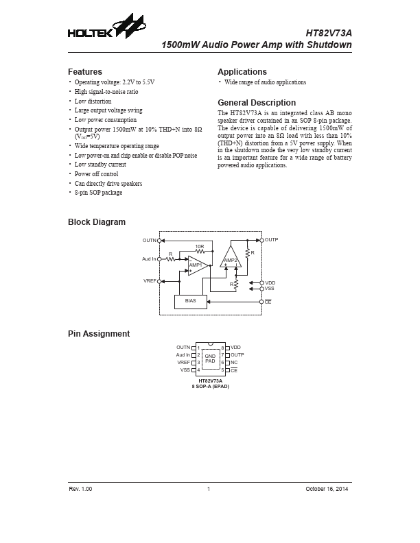 HT82V73A Holtek Semiconductor