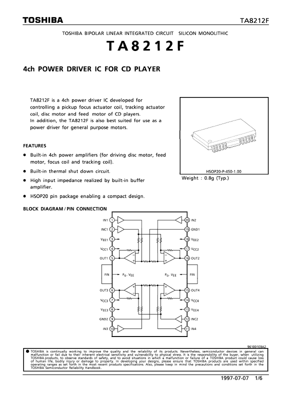 <?=TA8212F?> डेटा पत्रक पीडीएफ