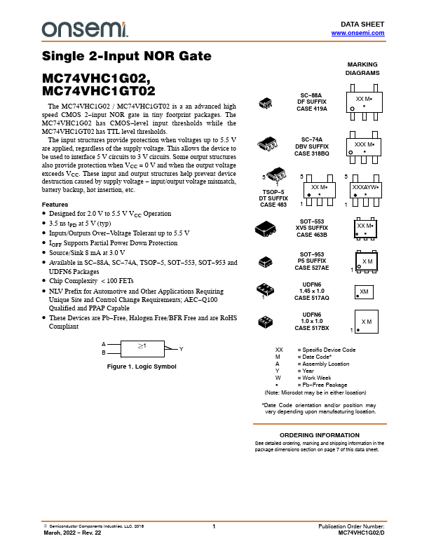 <?=MC74VHC1G02?> डेटा पत्रक पीडीएफ