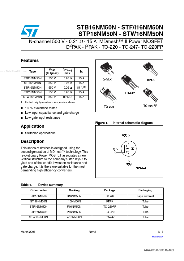 <?=STB16NM50N?> डेटा पत्रक पीडीएफ