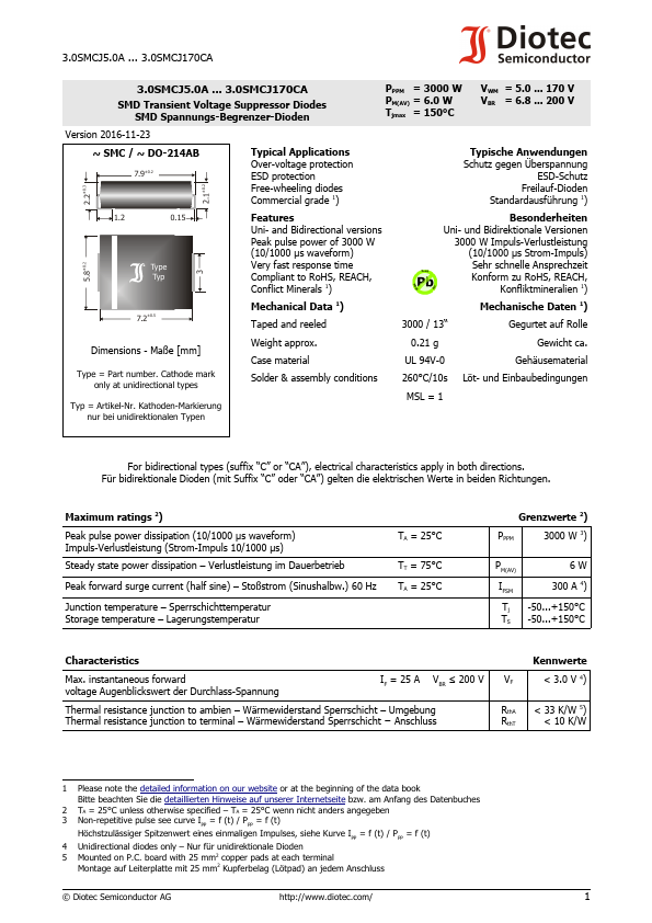 3.0SMCJ22CA