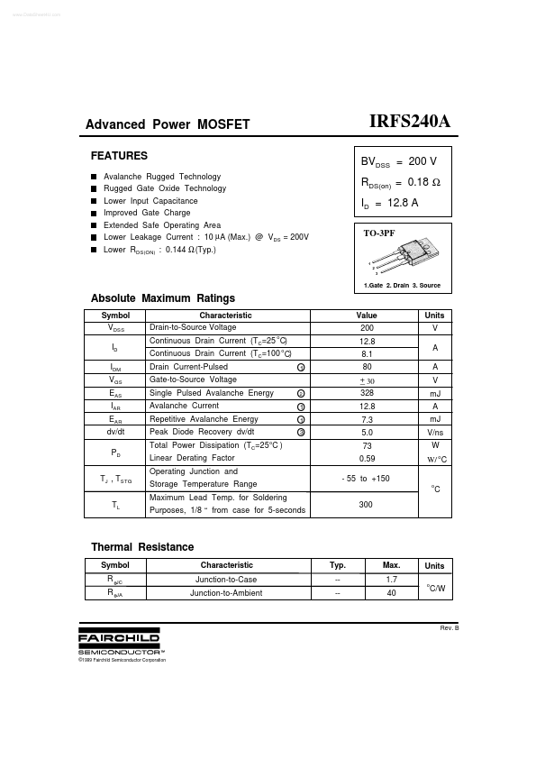 IRFS240A Fairchild Semiconductor