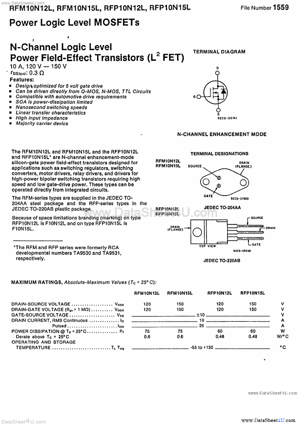 RFP10N15L GE Solid State