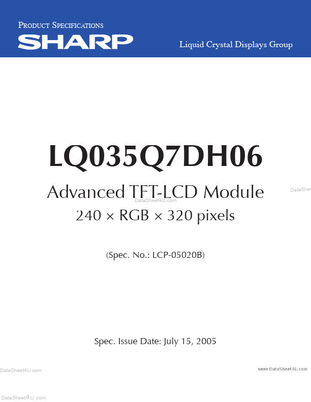 LQ035Q7DH06 Sharp Microelectronics