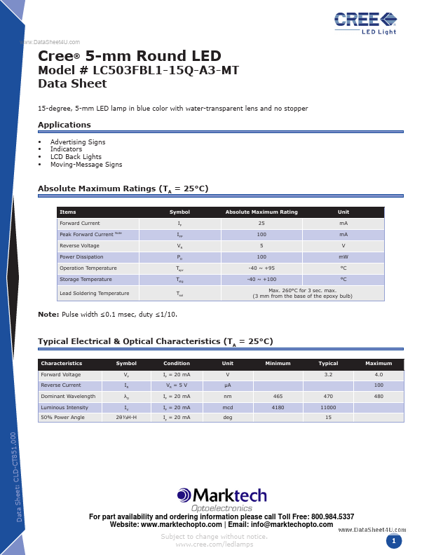 LC503FBL1-15Q-A3-MT Marktech Optoelectronics