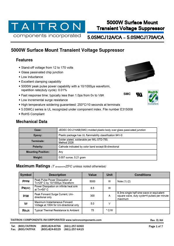 5.0SMCJ18CA