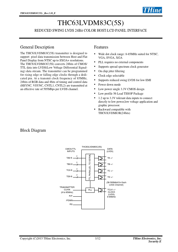 THC63LVDM83C THine Electronics