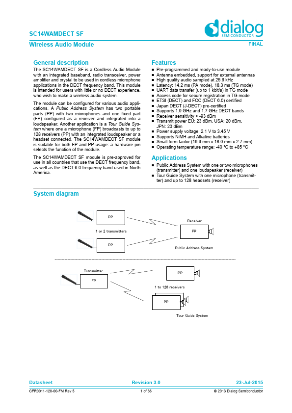 SC14WAMDECT Dialog Semiconductor