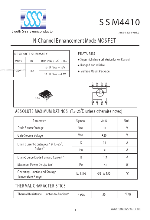 <?=SSM4410?> डेटा पत्रक पीडीएफ