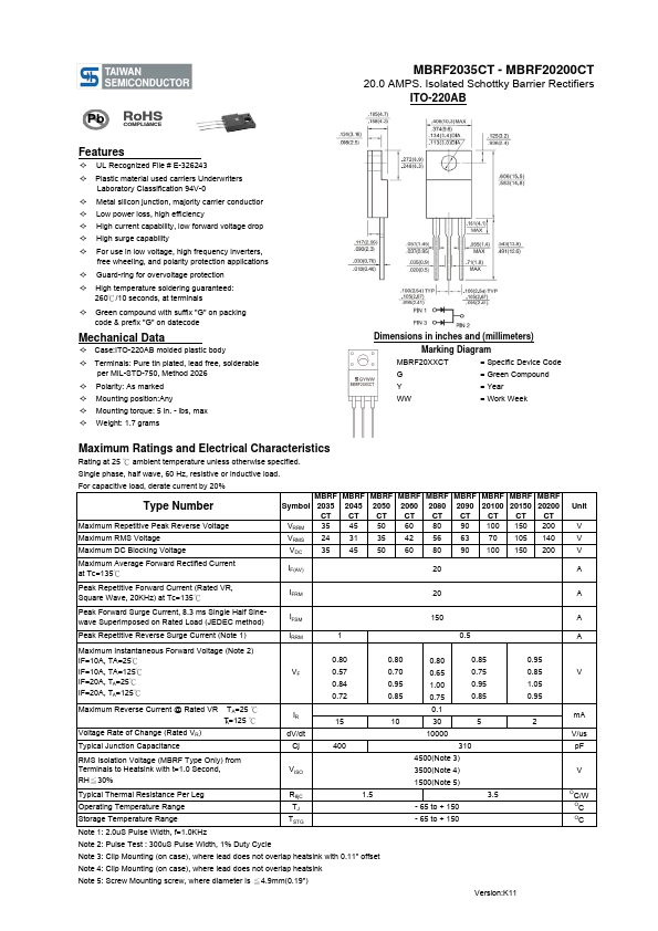 MBRF2035CT Taiwan Semiconductor