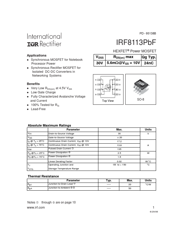 IRF8113PbF International Rectifier