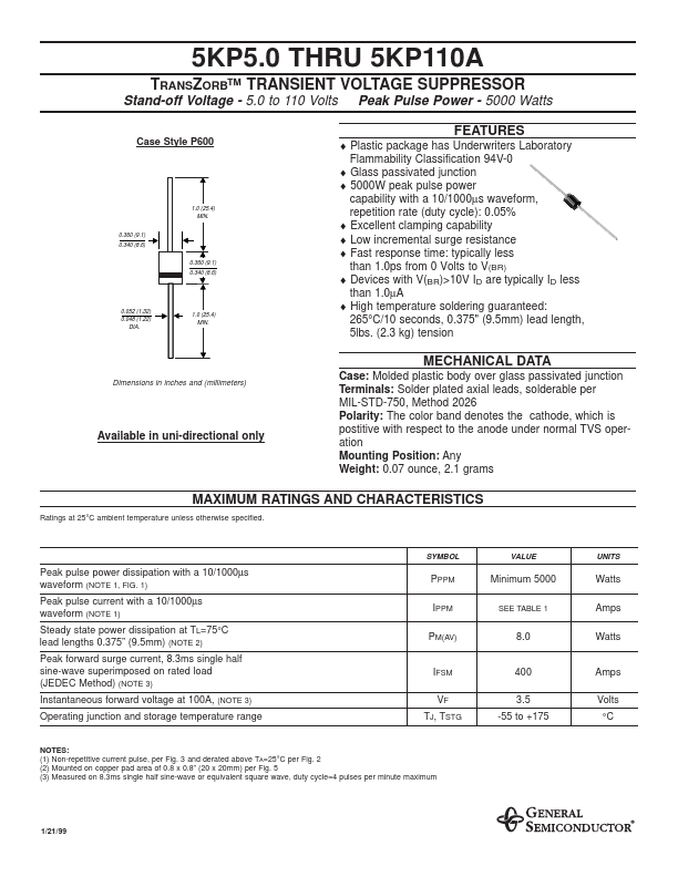 5KP10A General Semiconductor