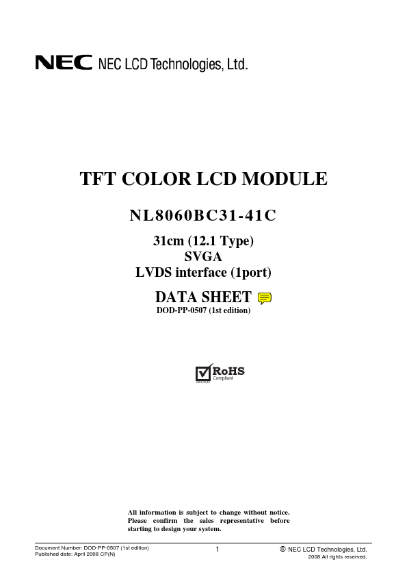 NL8060BC31-41C NEC