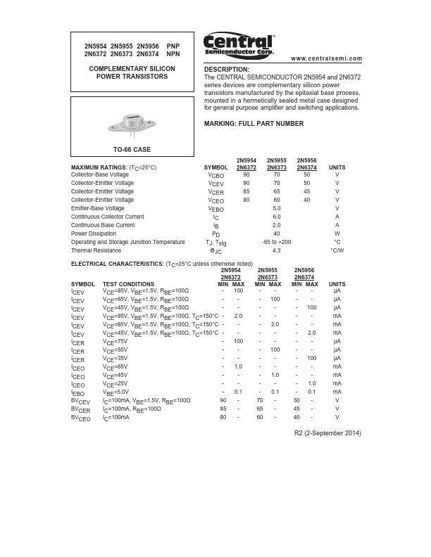 2N6372 Central Semiconductor Corp