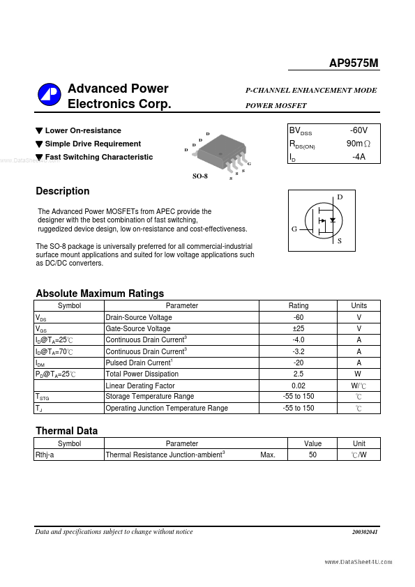 AP9575M Advanced Power Electronics