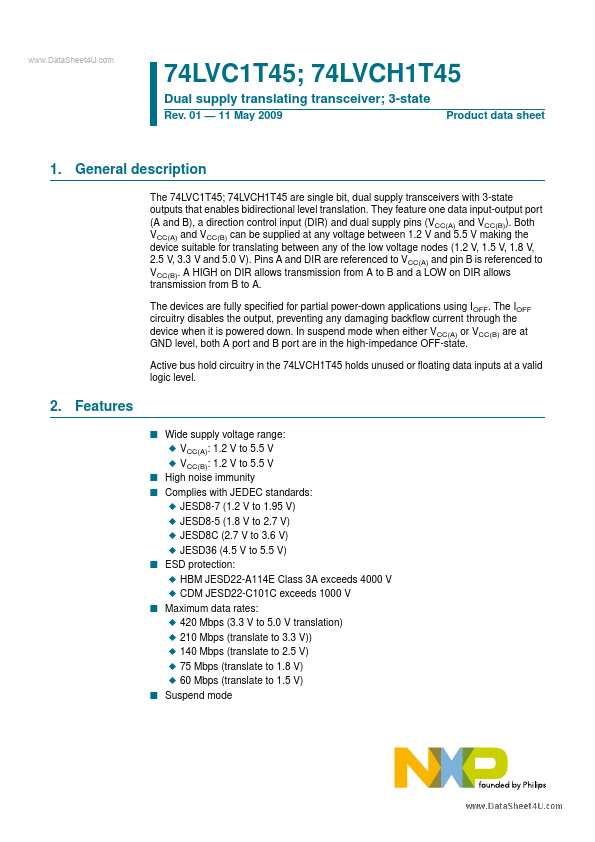 <?=74LVCH1T45?> डेटा पत्रक पीडीएफ