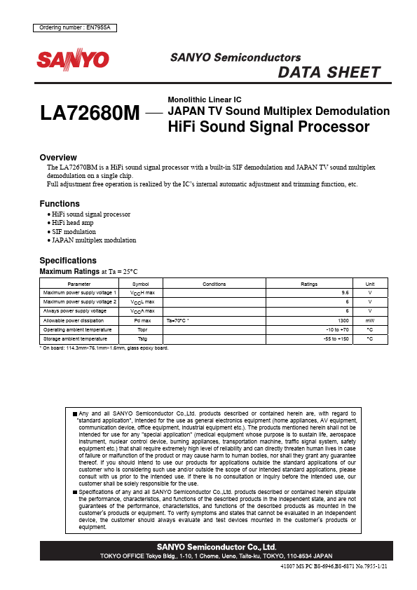 <?=LA72680M?> डेटा पत्रक पीडीएफ