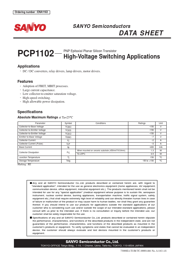 PCP1102 Sanyo Semicon Device