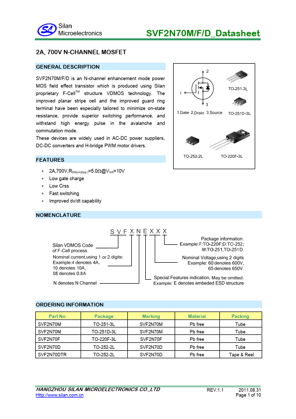 SVF2N70D Silan Microelectronics