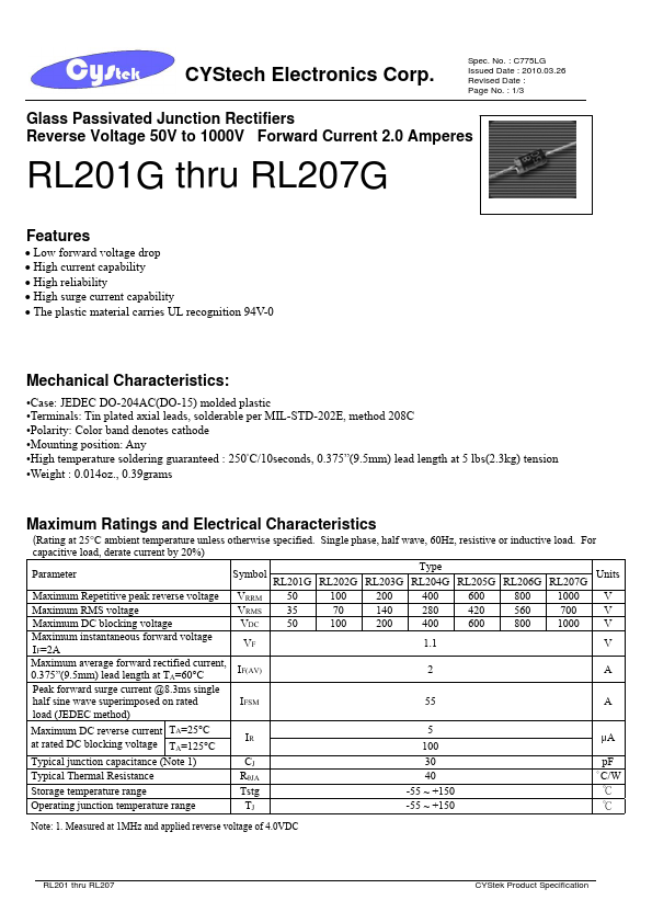 RL201G CYStech Electronics