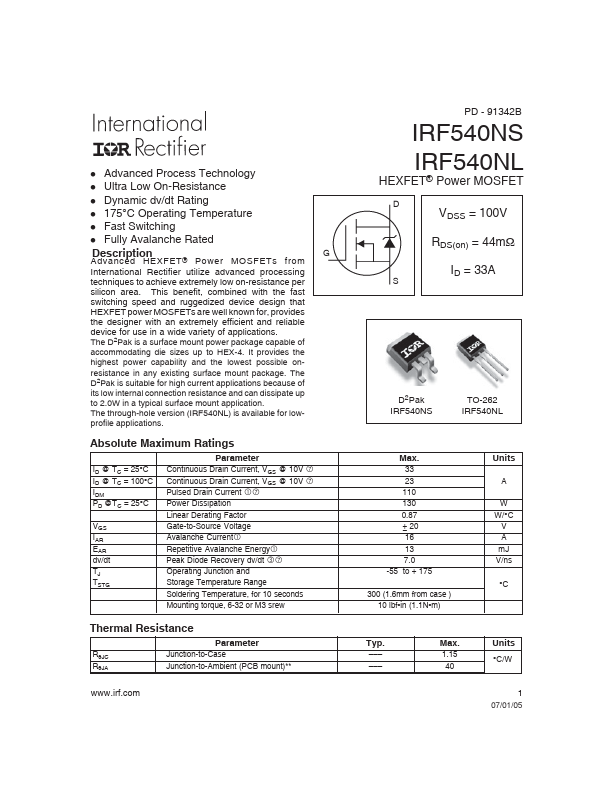 IRF540NS International Rectifier